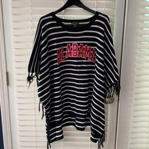 University of Alabama black/white stripe poncho